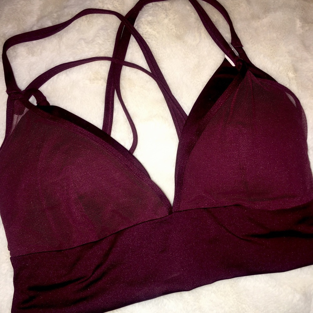 BURGUNDY SHEER-NET BRALETTE